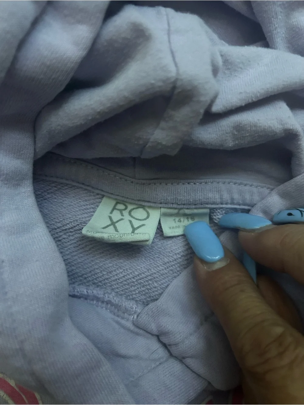 Roxy Lavender Pullover Hoodie with Subtle Logo Tag